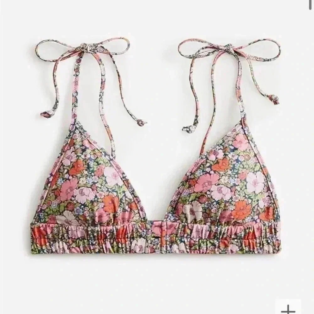 New with tags J crew Tie-shoulder ruched top in Liberty® Meadow Song fabric